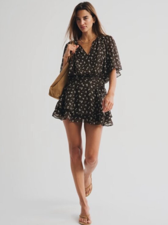 Abercrombie & Fitch Dresses & Skirts - Abercrombie & Fitch Brown Floral Ruffle Mini Dress S NWT
